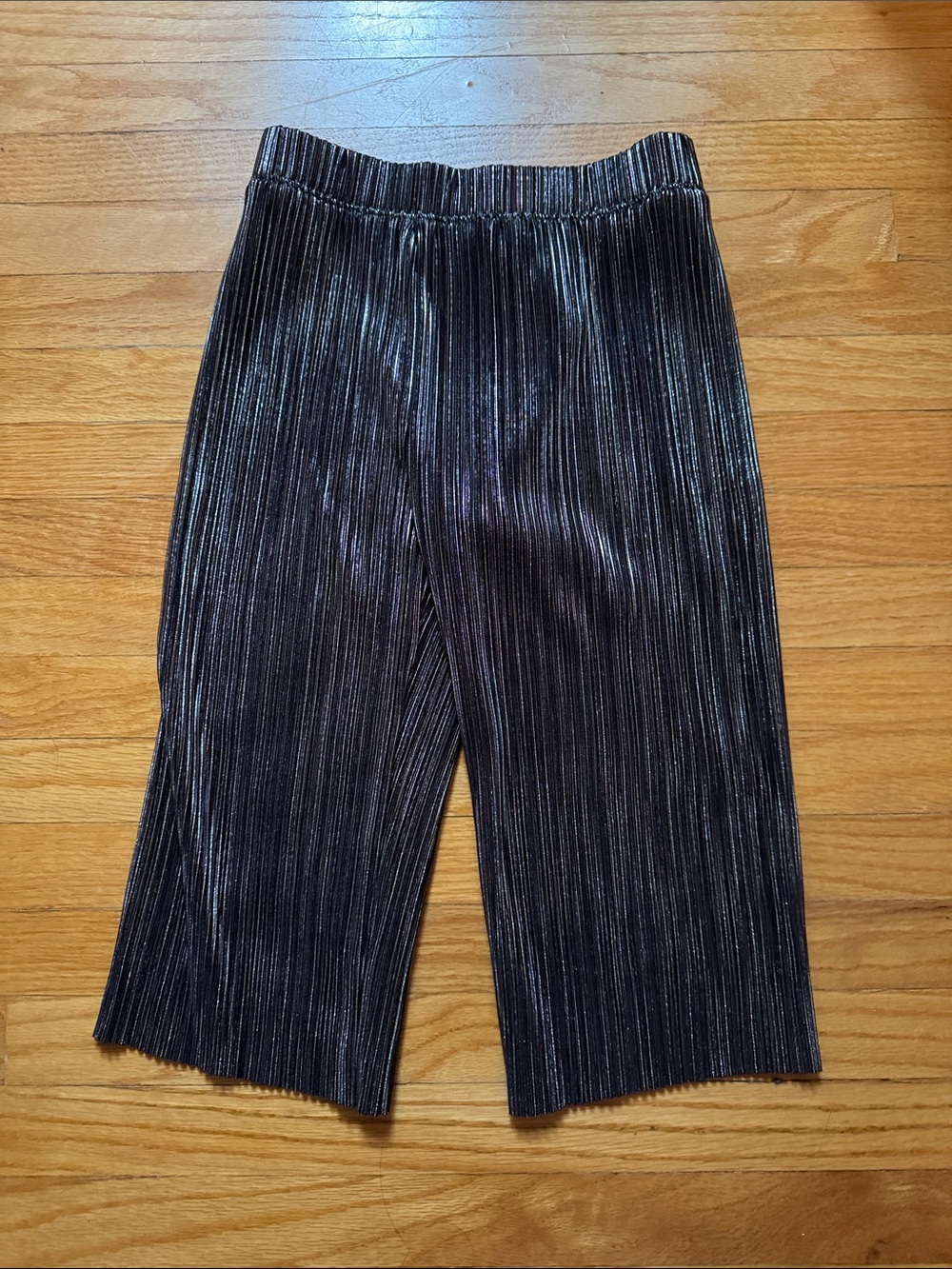 Girls 4T Black Metallic Pleated Pants